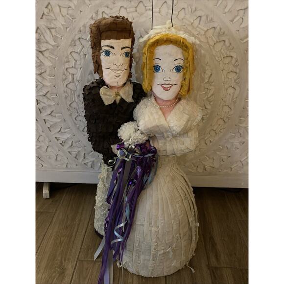 Vintage Wedding Piñata Bride & Groom Entertainment Fun Game Decor Decoration 29”